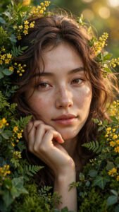 Leaf Framed Floral Portrait