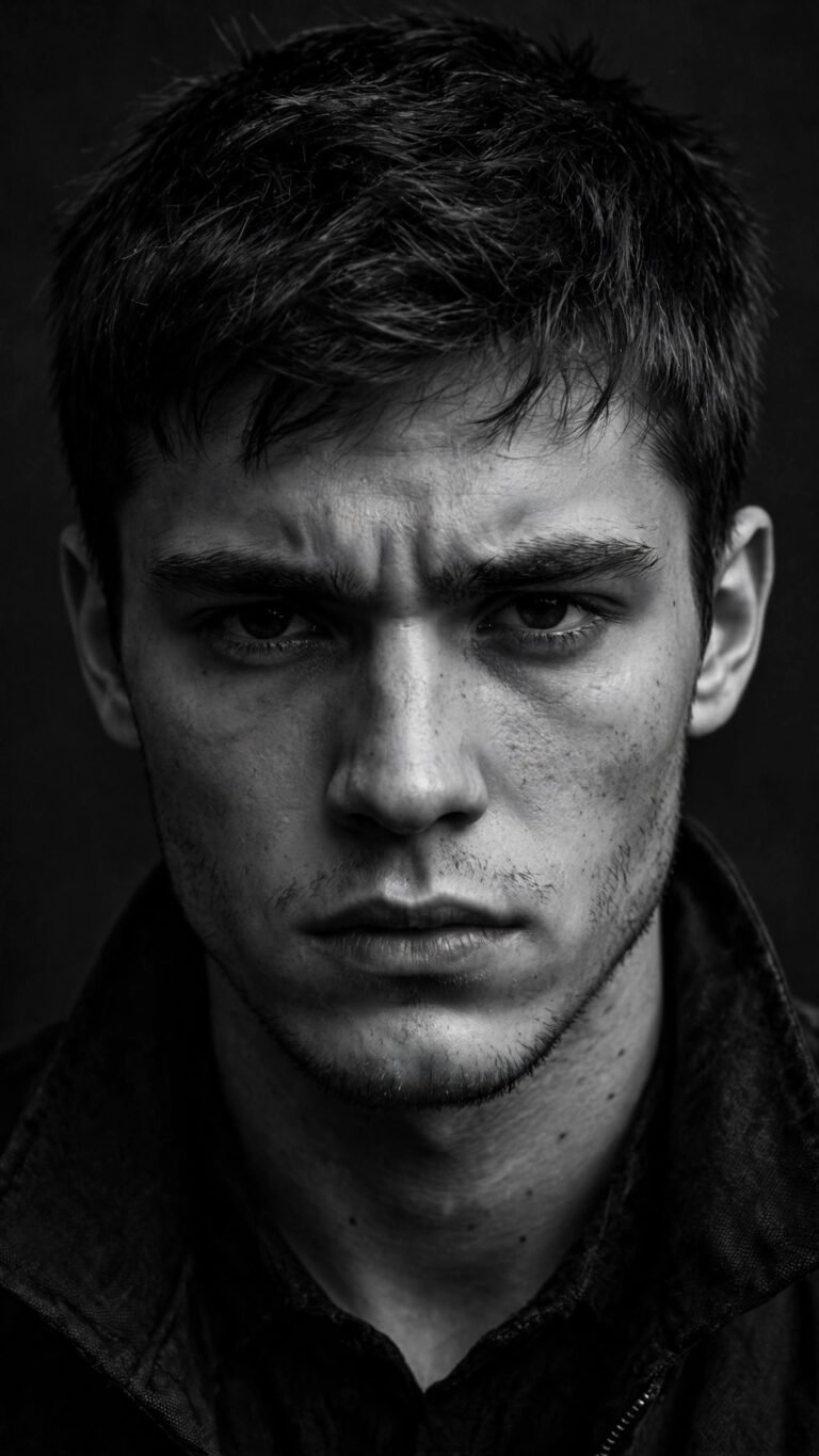 Monochrome Male Closeup Portrait