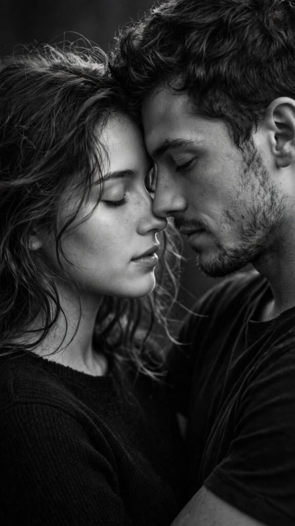 Monochrome Forehead Touch Couple Portrait