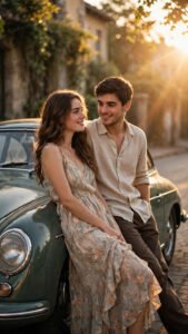 Vintage Car Golden Hour Romance
