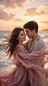 Beach Sunset Embrace Portrait