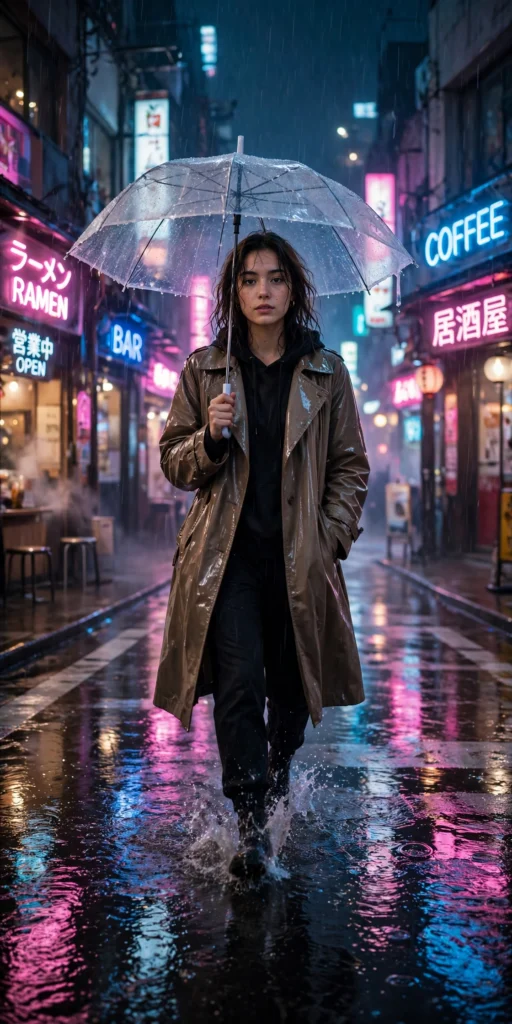 Rainy Neon Street Walk — Cinematic AI Video Prompt for Veo