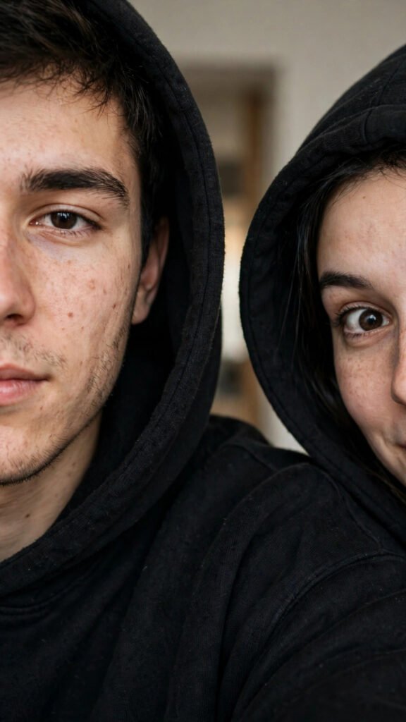 Candid Hoodie Couple Selfie
