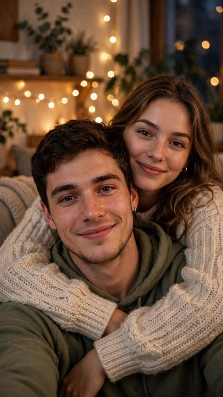 Cozy Hug From Behind Selfie