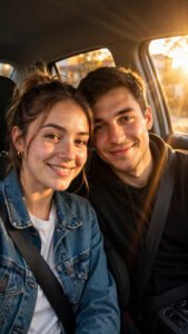 Golden Hour Car Selfie Couple