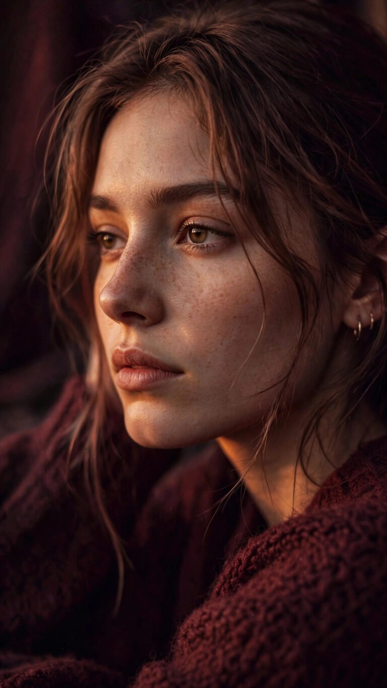 Maroon Phone Wallpaper Girl Portrait