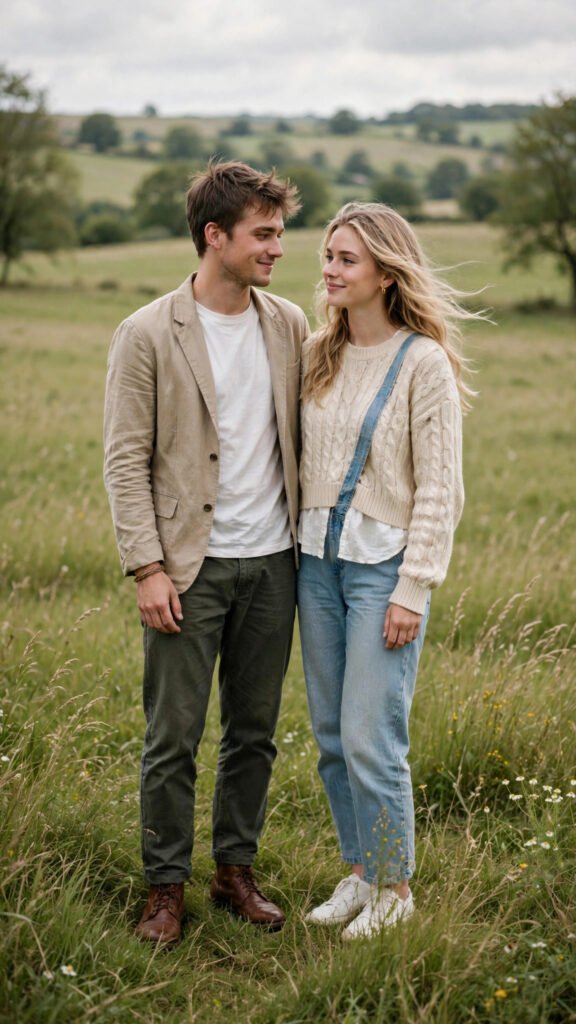 Grassy Field Couple Portrait