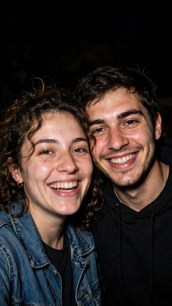 Direct Flash Night Couple Portrait