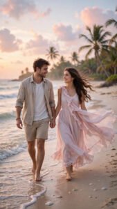 Sunset Beach Walk Couple