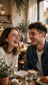 Cozy Cafe Laughter Couple