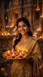 Golden Saree Diya Plate