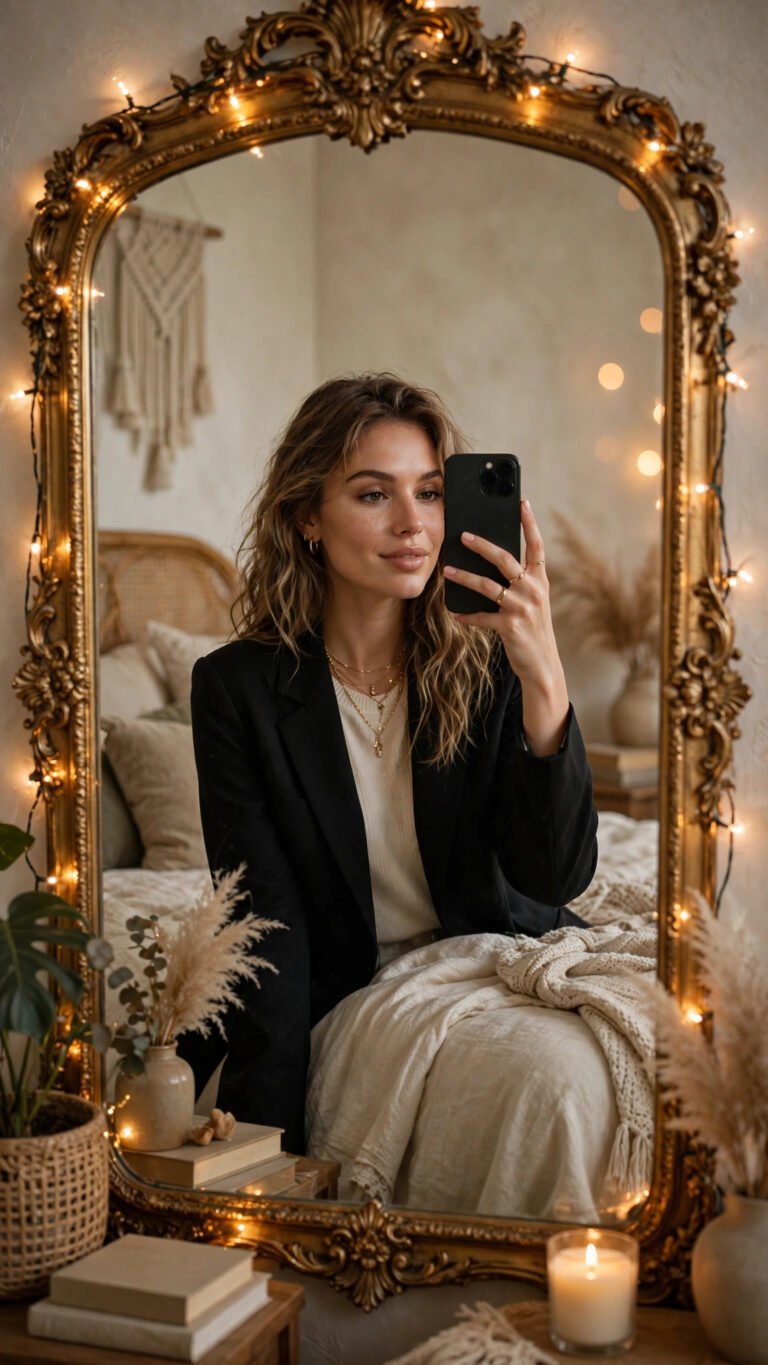 Fairy Light Mirror Selfie