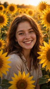 Sunflower Field Golden Hour Portrait