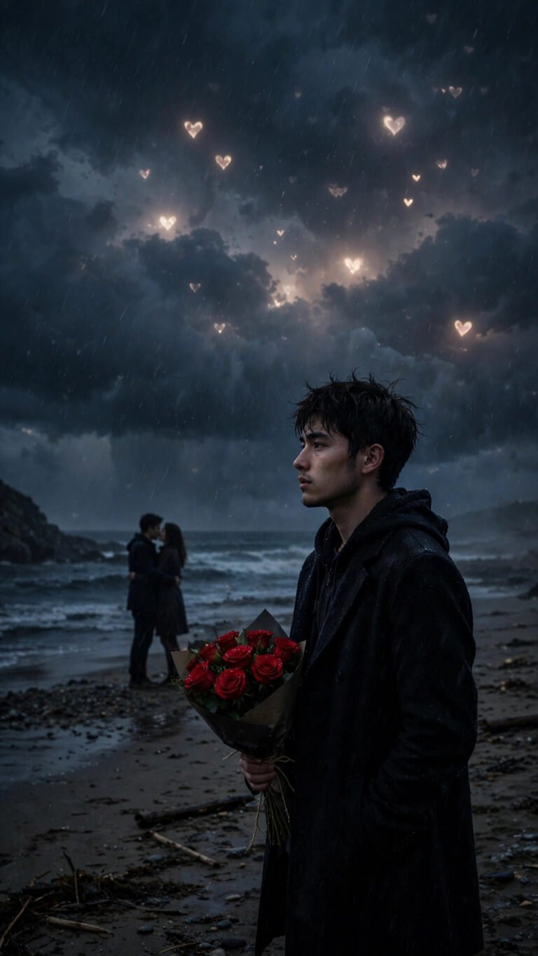 Stormy Beach Roses Romantic Portrait