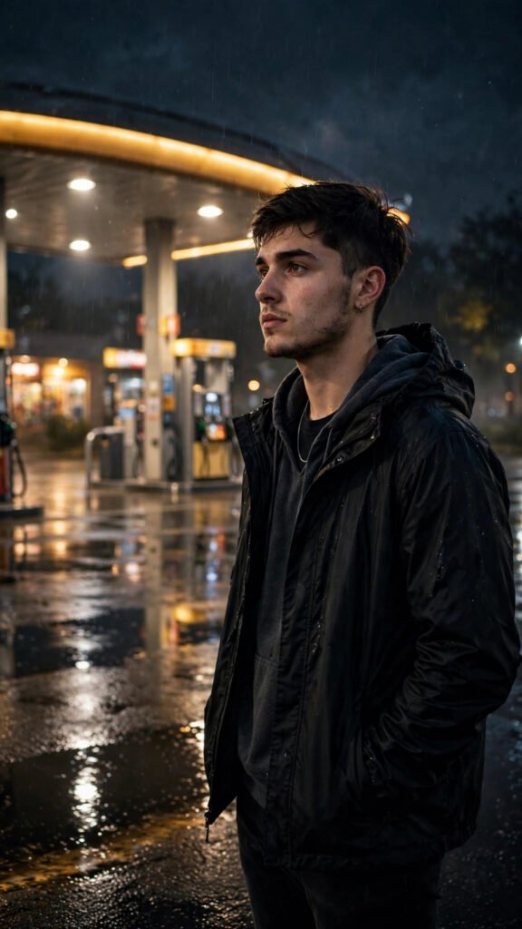 Petrol Pump Night Cinematic Portrait