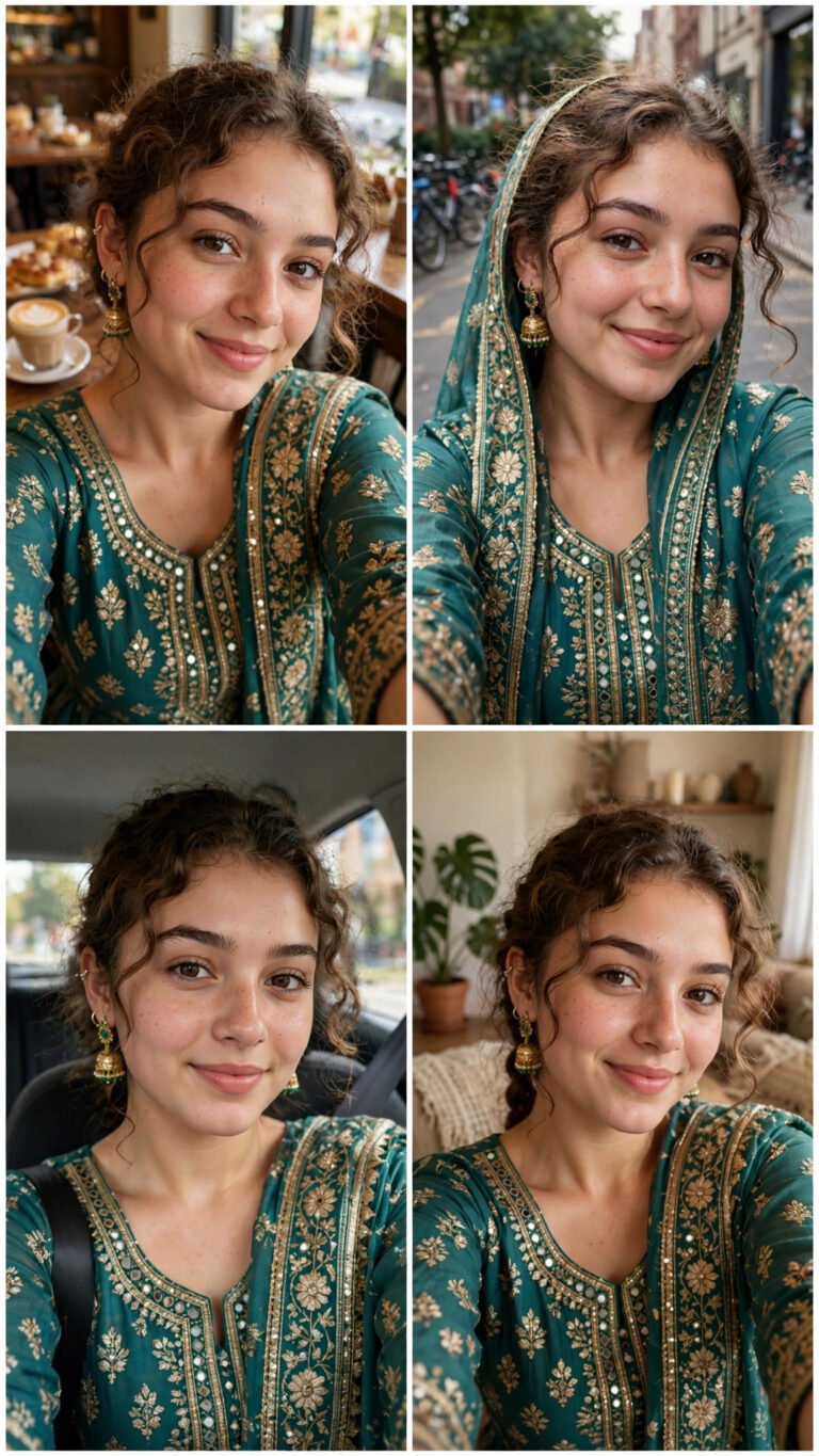 Traditional Attire Selfie Grid Portrait