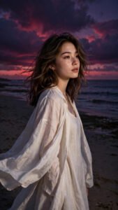 Twilight Beach Flash Portrait