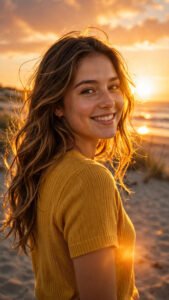 Warm Sunset Shoulder Glance Portrait
