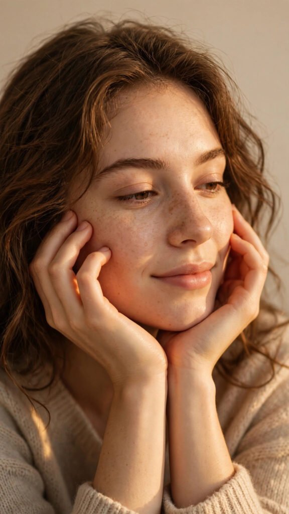 Hands-Cradled Face Serene Portrait